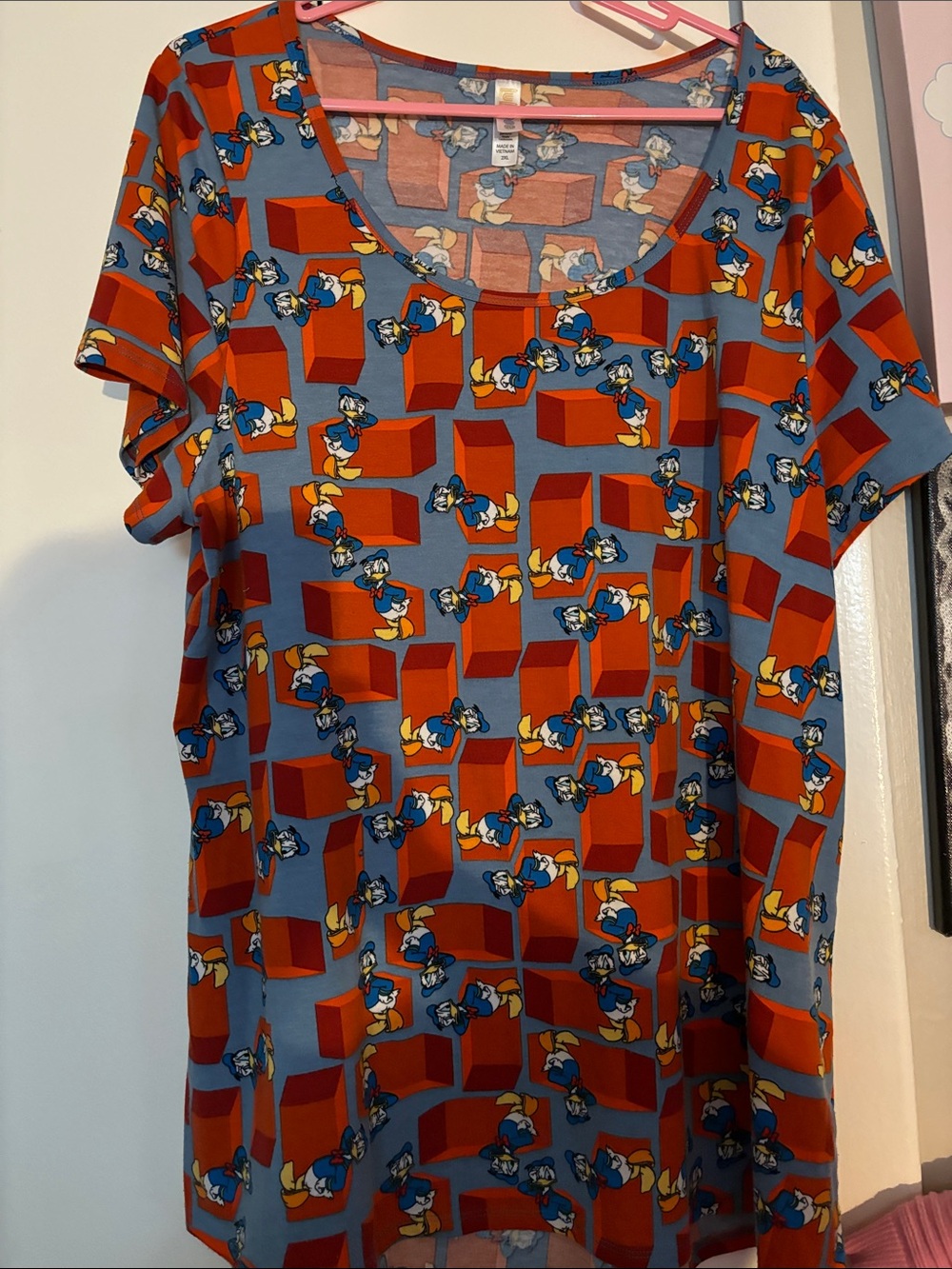 LuLaRoe Blue & Red Geometric Scoop-Neck Midi Dress